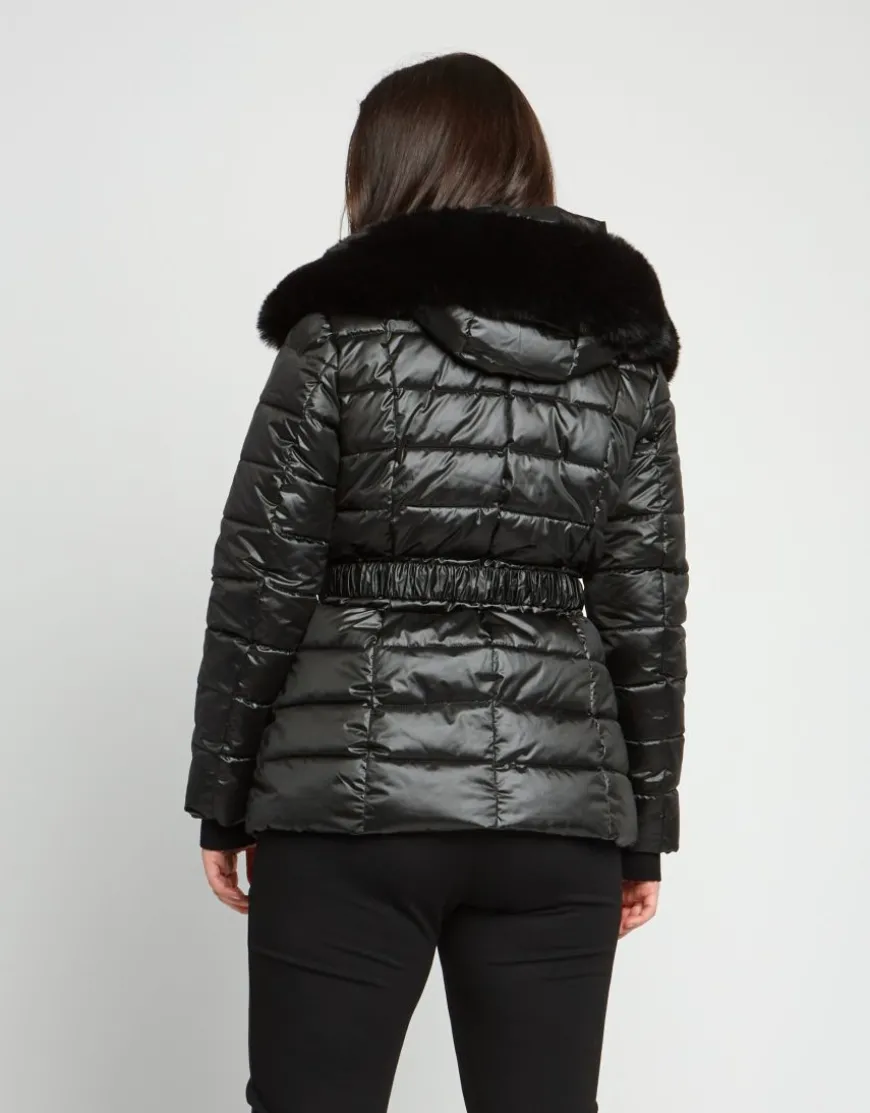 Piumino con zip e cintura