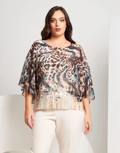 Poncho animalier con paillettes