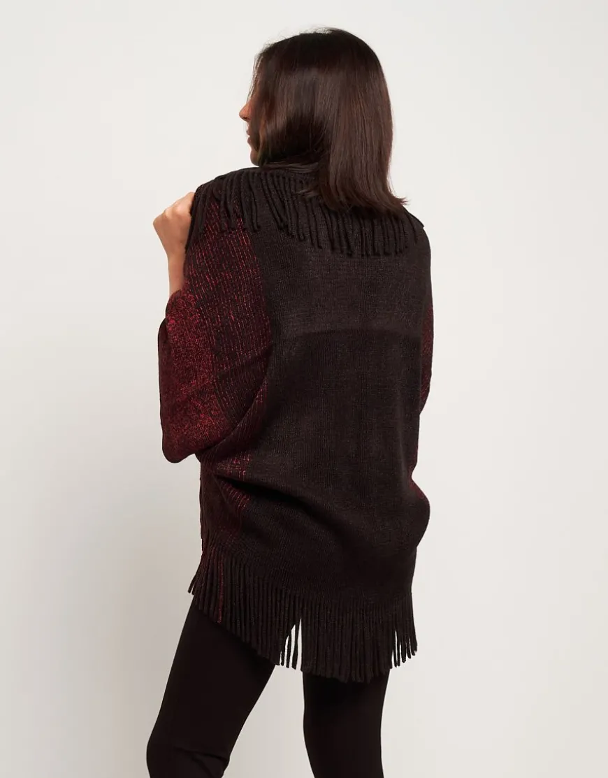 Poncho aperto con frange