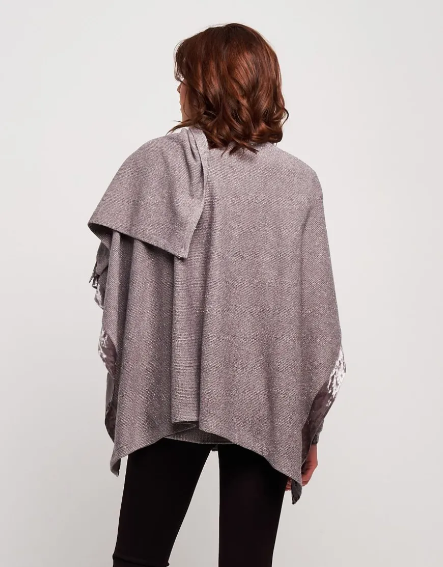 Poncho con bordure in velluto