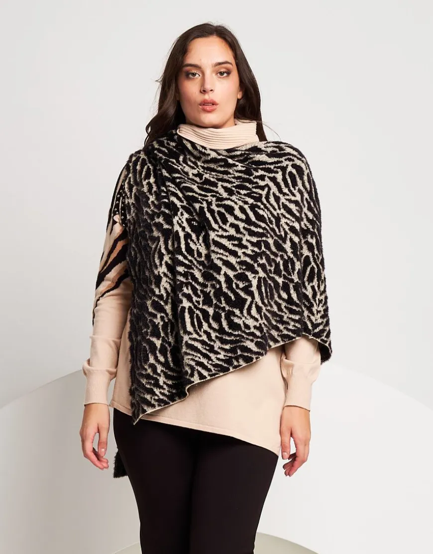 Poncho con pattern animalier