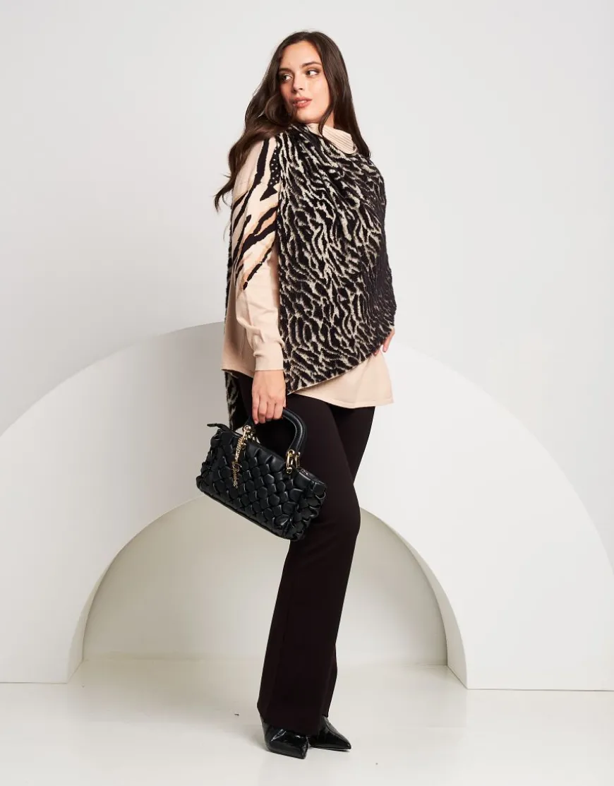 Poncho con pattern animalier