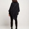Poncho con righe di lurex