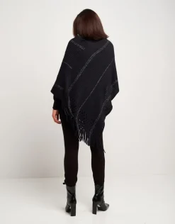 Poncho con righe di lurex