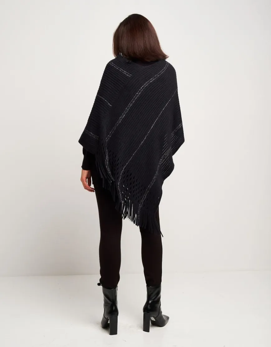 Poncho con righe di lurex