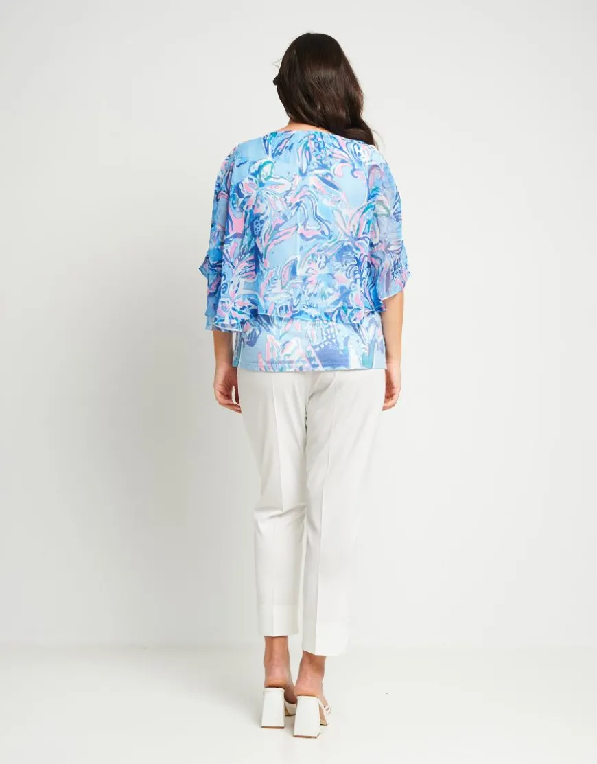 Poncho georgette fantasia con fondo in paillettes