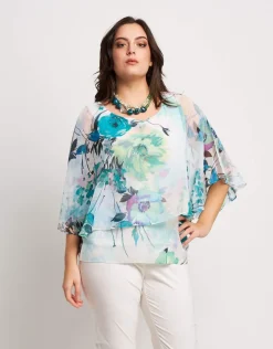 Poncho in georgette con top e paillettes