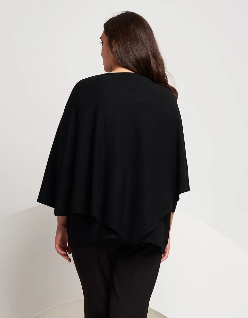 Poncho in maglia con zig-zag di strass