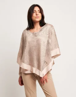 Poncho in pizzo con raso