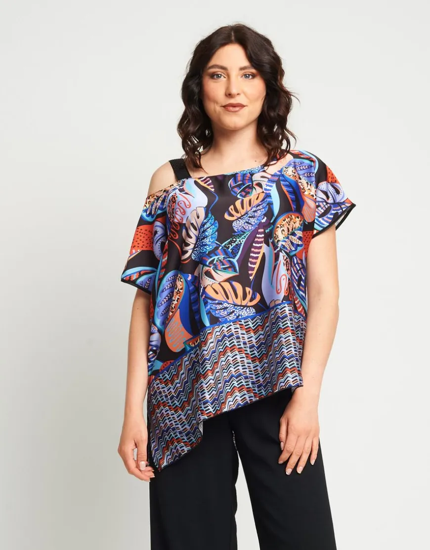 Poncho in raso con spallina in paillettes