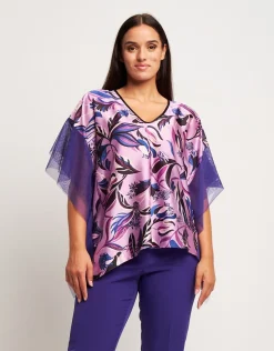 Poncho in raso con tulle