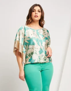 Poncho in raso fantasia floreale