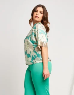 Poncho in raso fantasia floreale