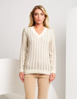 Pullover con trecce in lurex