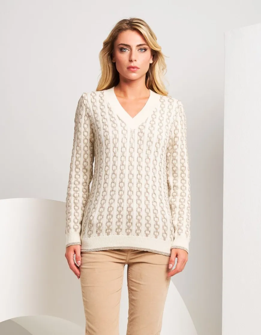Pullover con trecce in lurex