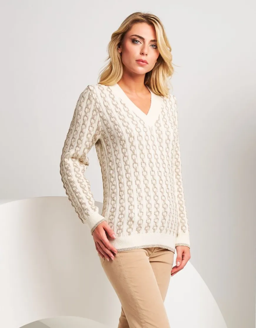 Pullover con trecce in lurex