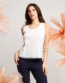 Top con bordi in chiffon