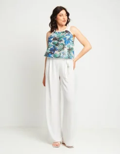 Top con paillettes fantasia floreale