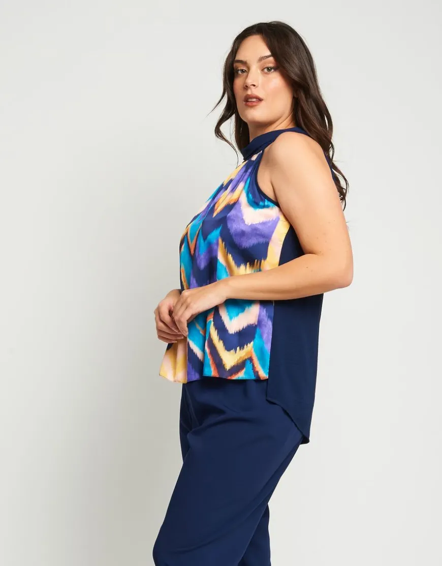 Top con pannello e scollo all'americana