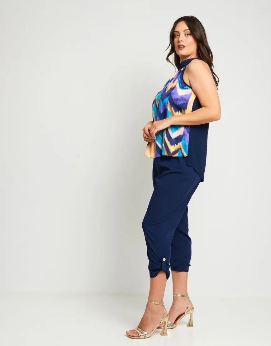 Top con pannello e scollo all'americana