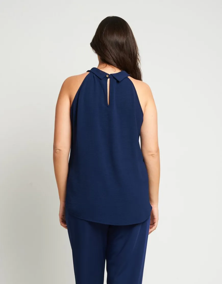 Top con pannello e scollo all'americana