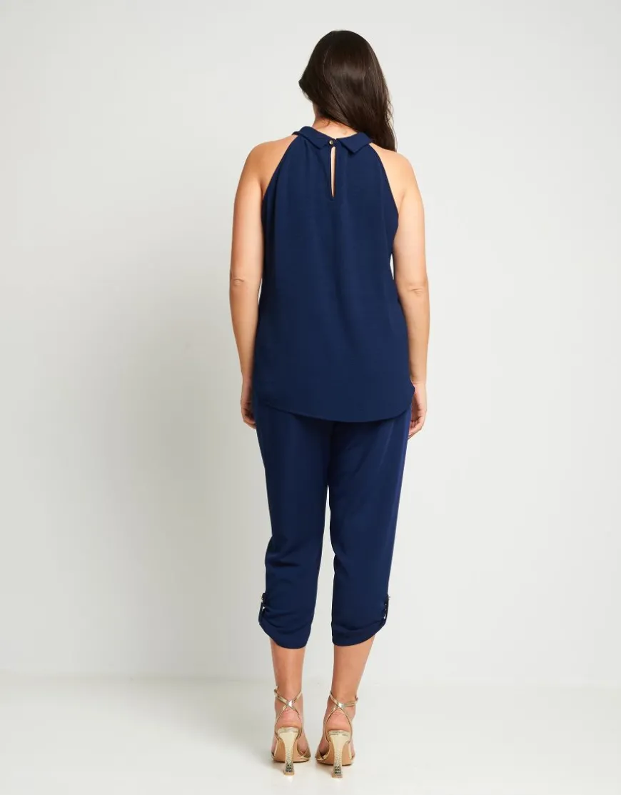 Top con pannello e scollo all'americana