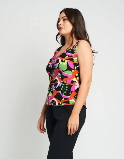 Top con scollo a cappuccio e spalline arricciate