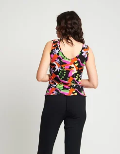 Top con scollo a cappuccio e spalline arricciate