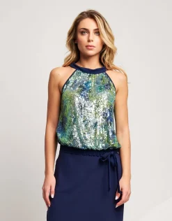 Top con scollo all'americana