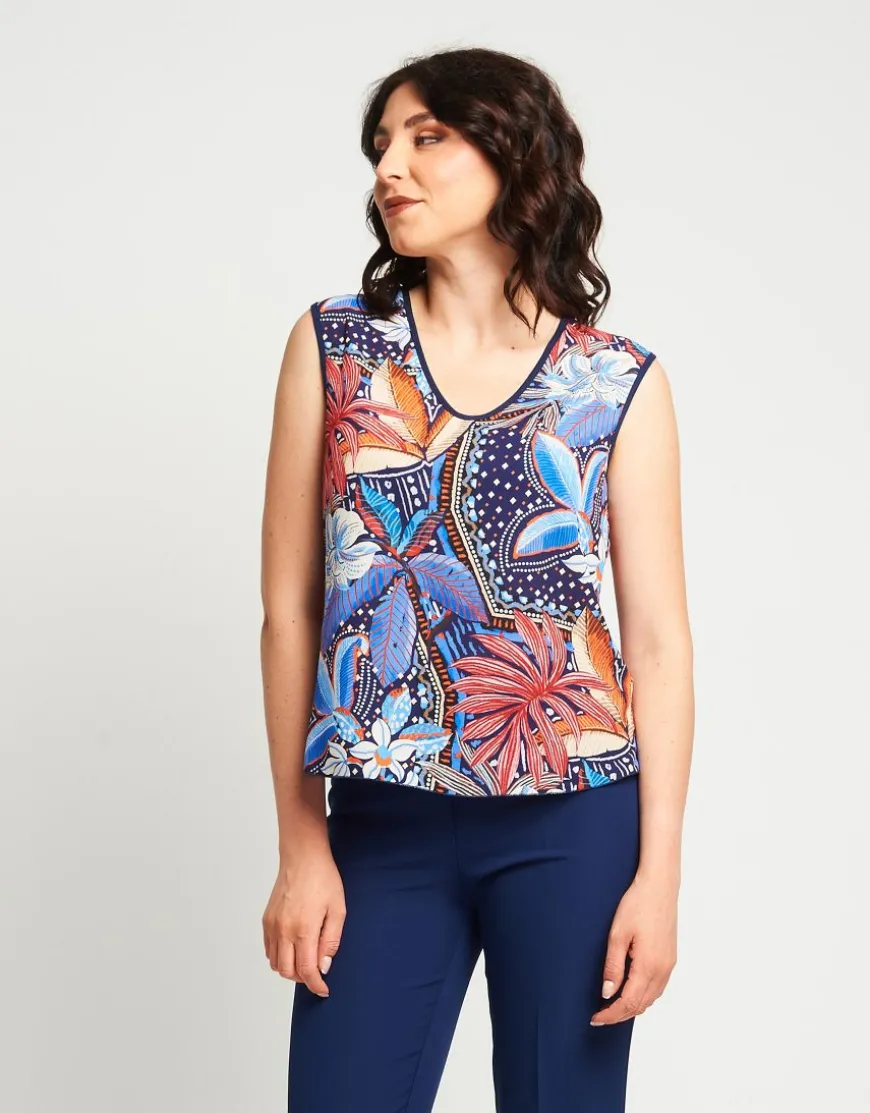 Top fantasia in georgette con bordi
