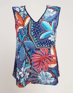 Top fantasia in georgette con bordi