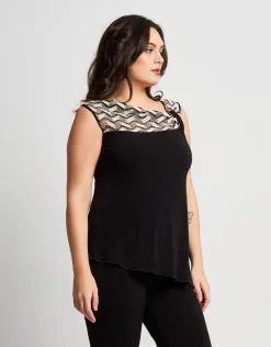 Top in jersey con carré bicolore