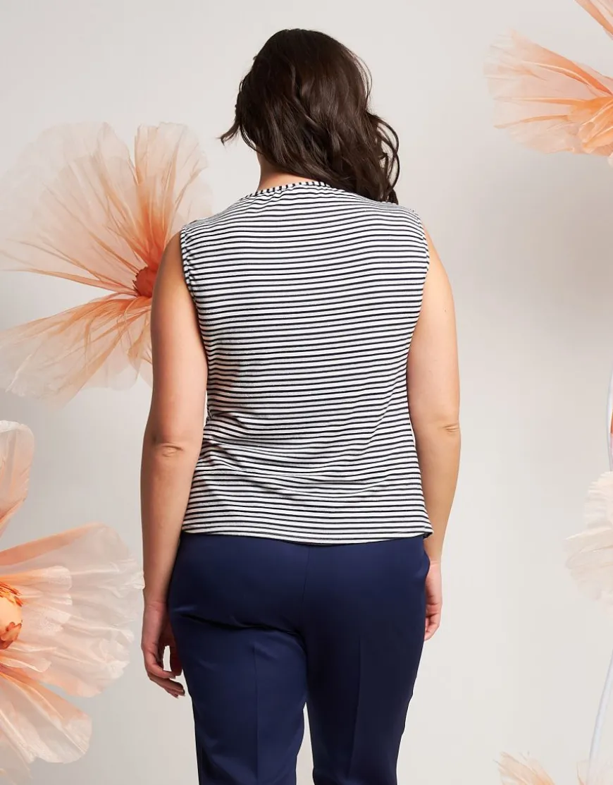 Top in jersey di viscosa a righe lurex