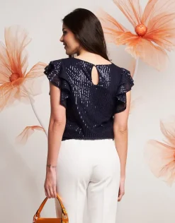 Top in paillettes con elastico