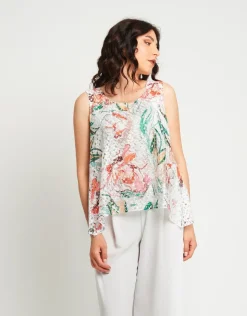 Top in pizzo con fodera e spacco posteriore