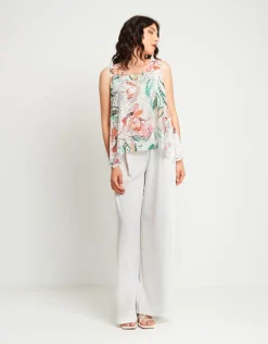 Top in pizzo con fodera e spacco posteriore