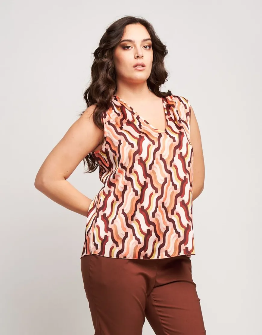 Top in raso con drappeggio