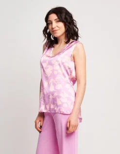 Top in raso fantasia floreale