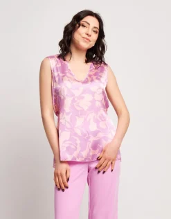 Top in raso fantasia floreale