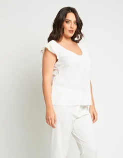 Top in viscosa con alette in rete