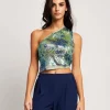 Top monospalla con paillettes
