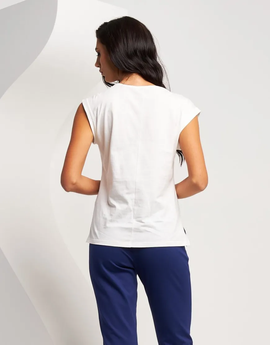 T-shirt a poncetta con diamanti