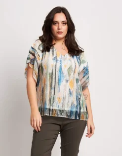 T-shirt a poncho stampato con ali