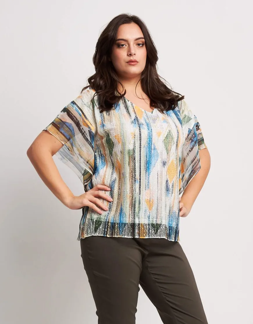 T-shirt a poncho stampato con ali