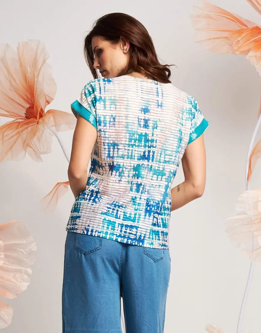 T-shirt a scatola con lamina e paillettes