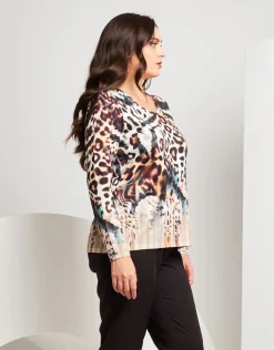 T-shirt animalier con paillettes