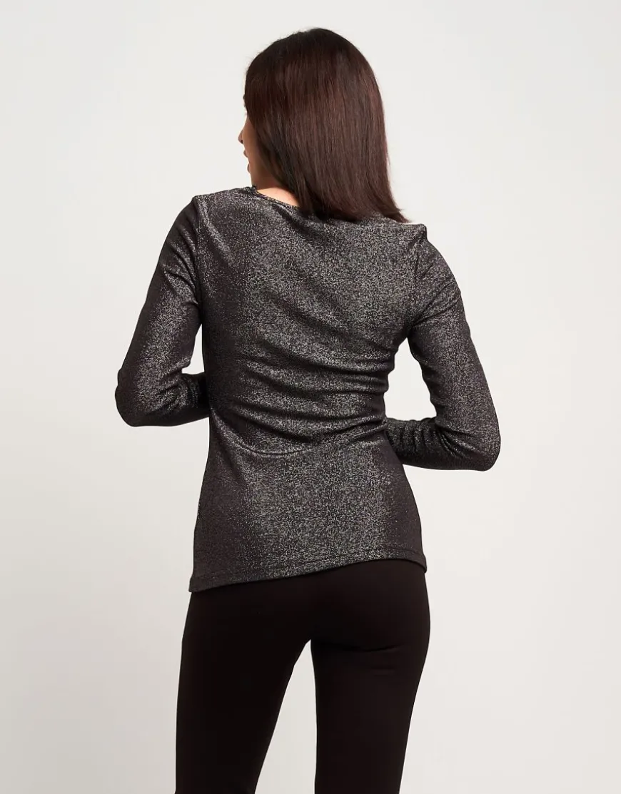 T-shirt con arriccio e zip frontali