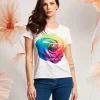 T-shirt con rosa di paillettes