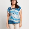 T-shirt con volants e risvolto