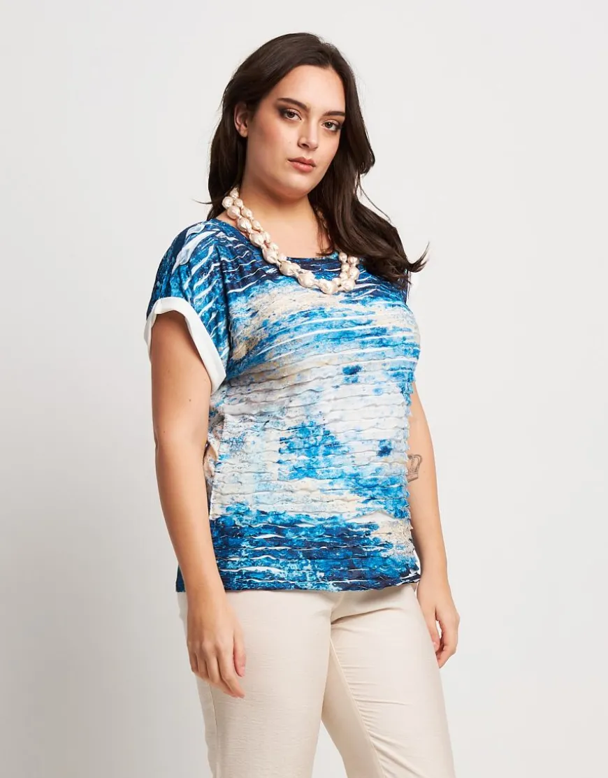 T-shirt con volants e risvolto